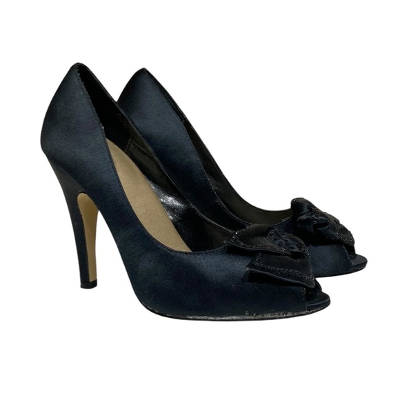 RSVP Satin Peep Toe Formal Stiletto Heels - Picture 3 of 6